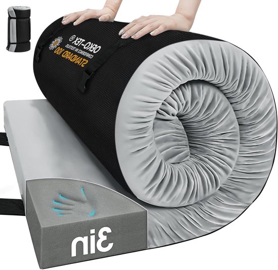 Camping Matras - Slaapmat Traagschuim - Comfortabel Kamperen - Hoge Dichtheid Schuim - 72x24x3 Inch - Grijs
