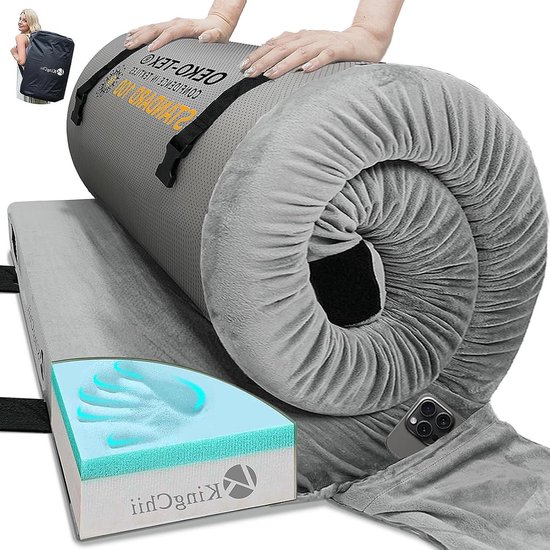 Camping Matras - Slaapmat Vloermat - Kamperen en Reizen - Traagschuim Comfort - 160 x 66 cm - Grijs
