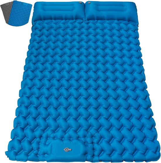 Camping Matras voor 2 Personen - Dubbel - Opvouwbaar Matras - Vouwmatras - Camping Matje - Slaapmat - Logeer Matras - Luchtmatras - Kampeer Matras - Camping Bedje - Polyester/TPU - 200 x 130 x 9 cm - Blauw - van Imperatoris