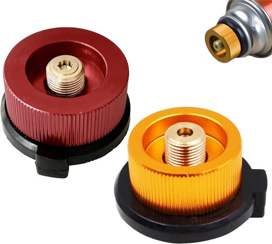Camping nozzle adapter 2-pack - butaan tank gas adapters - robuust aluminium - veilig en eenvoudig in gebruik - SnelShoppen