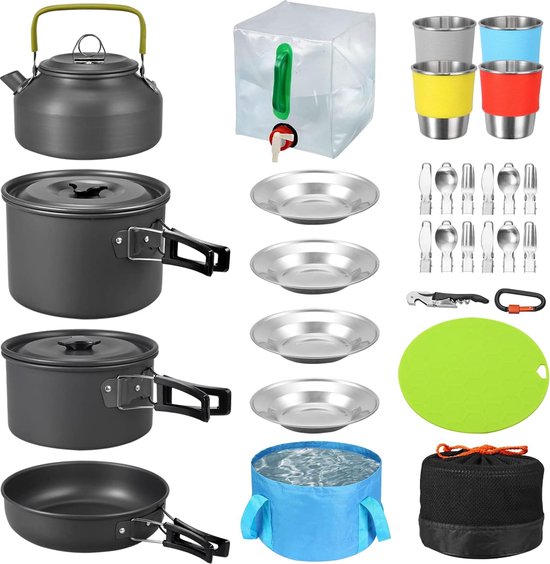 camping pannenset, campingservies, kampeerpot, campingserviesset, 2 personen, campingpot, buitenservies, 4 personen, kampeerkachelset, mini-kampeerkachel van Camp