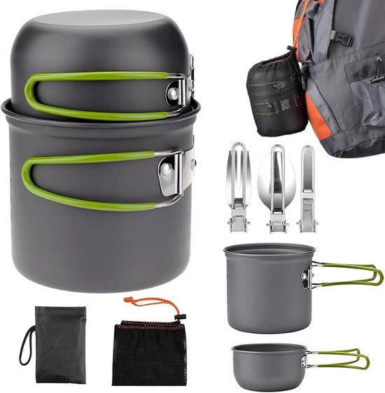 Camping pannenset - kookgerei voor buitenactiviteiten - 5 stuks