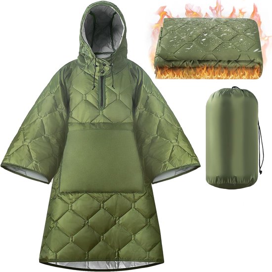 Camping poncho deken, draagbare slaapzak, opvouwbaar, ultralicht, warm, winddicht en waterdicht, voor - ShopVlot