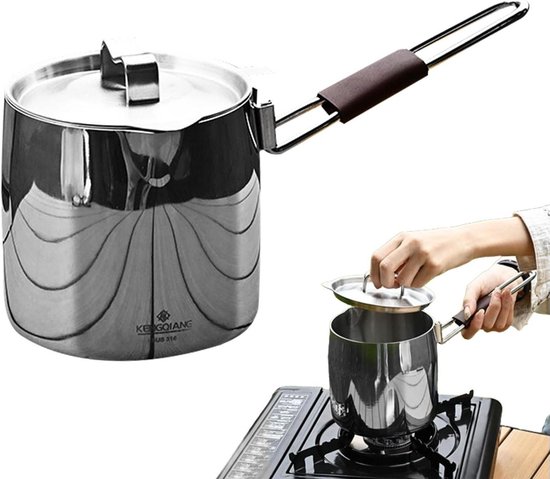 Camping Saucepan, 570ml Multi-Purpose Sauce Pan - Portable, Oven Safe, Dishwasher Safe, Ergonomic Handle, Induction Sauce Pan with Lid for Easy Pouring
