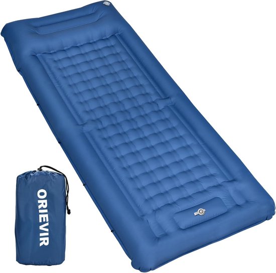 Camping Slaapmat, 12 cm Verdikte Opblaasbare Matras met Kussen en Voetpomp, Ultralichte Luchtmatras, Slaapmatten voor Wandelen, Reizen, Dikke Buitenslaapmat voor Strand, Tent. van FEFLO