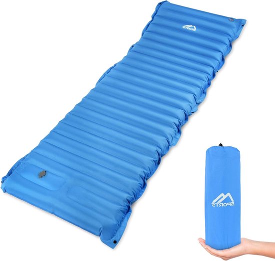 Camping slaapmat - Isolatiemat buiten - Comfortabel slapen - Met voetpomp - 195 x 70 cm - Koningsblauw