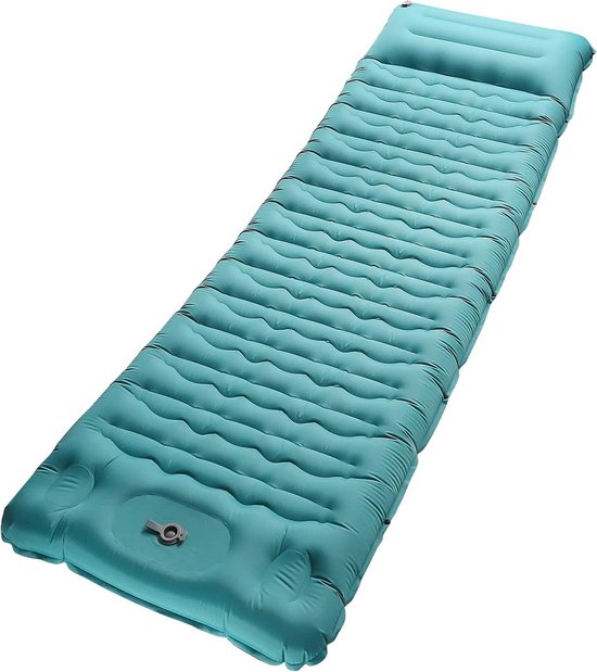 Camping Slaapmat Zelfopblazend met Voetpomp, Extra Dik Opblaasbaar Slaapmatje, Ultralichte Compacte Waterdichte Luchtmatras voor Reizen, Backpacken, Wandelen, Tent (Blauw Plus) van Camp