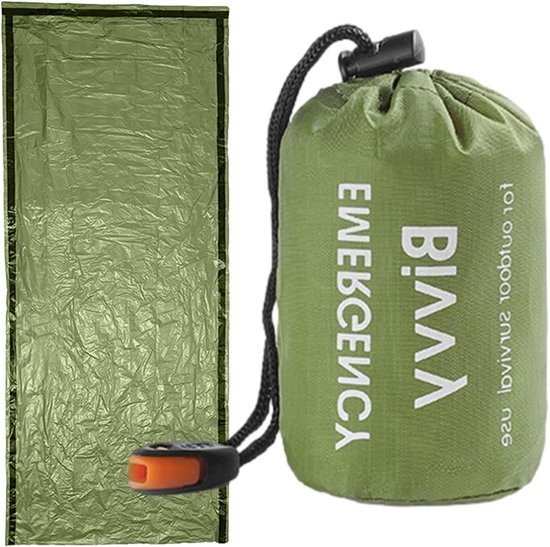 Camping Slaapzak - Nooddeken Thermoslaapzak - Outdoor Overleven - Waterdicht Warmtebehoud - 210x90 cm - Zilver