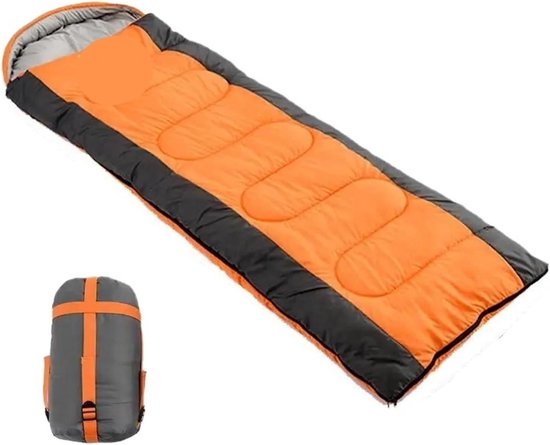 Camping Slaapzak - Outdoor Slaapzak - Kamperen en Reizen - Lichtgewicht en Waterdicht - 190 x 75 cm - Oranje Rits van Camping