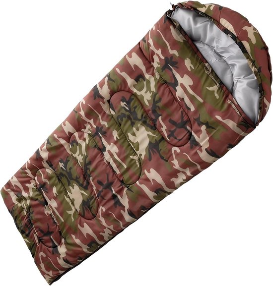 Camping Slaapzak - Outdoor Systeem Wandeluitrusting - Kamperen en Wandelen - Warmte in Koude Omgevingen - 950 gram - Camouflage
