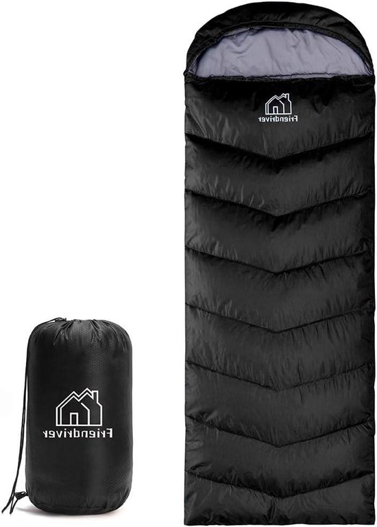 Camping Slaapzak - Slaapzak Outdoor - Kamperen en Reizen - Waterdicht en Ademend - XL Single - Zwart