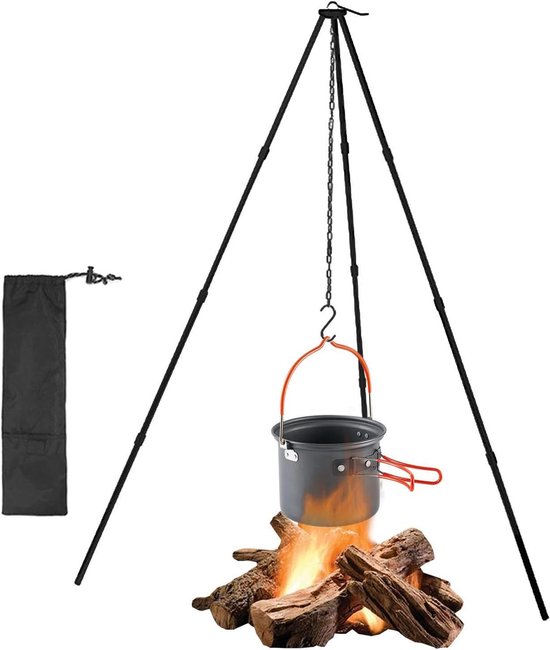 Camping Statief - Kookplaat Statief - Buiten Koken - Verstelbare Ketting - Lichtgewicht Opvouwbaar