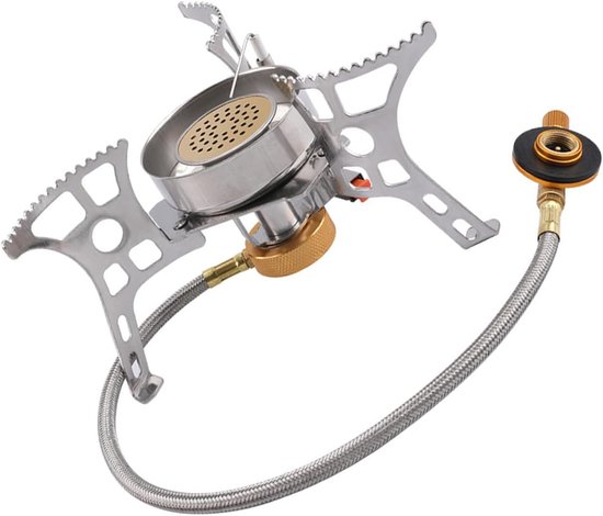 Camping Stove Burner - Outdoor Kooktoestel - Kamperen Buitenactiviteiten - Windbestendig Drukontsteking - 15.5 x 15.5 x 8.3 cm - Zilver
