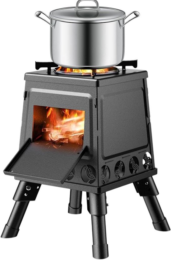 Camping Stove, Portable Wood Stove - Foldable Camping Oven Small Wood Stove - Camping Gadgets, Wood Stove, Camping Stoves for Barbecue, Boiling Water, Cooking van Camping