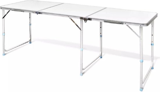 Camping tafel 180x60cm aluminium, kleur wit, kamperen van Camp