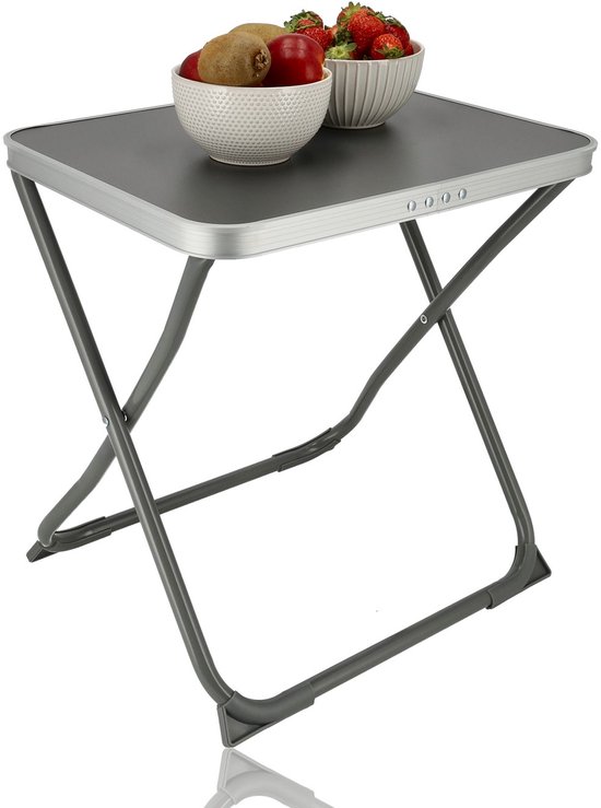 Camping Tafel Inklapbaar - Campingstoel met Tafel - Bijzettafel Opvouwbaar - Kleine Campingtafel voor Caravan, Balkon, Tuin, Strand en Naast Bed - Draagvermogen Kruk 110 kg - Tafel 30 kg van Merkloos