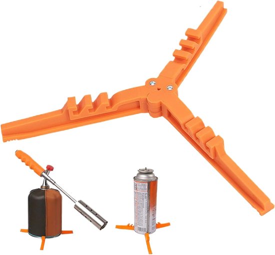 Camping Tank Stand - Draagbare Keukenhouder - Buiten Koken - Stabiliteit en Draagbaarheid - 18 x 18 cm - Zwart/Oranje