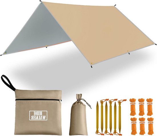 Camping Tarp waterdicht - 5x3 meter dekzeil lichtgewicht hangmat regen vlieg anti-UV luifel buitenschuilplaats Tarp tent van Camp