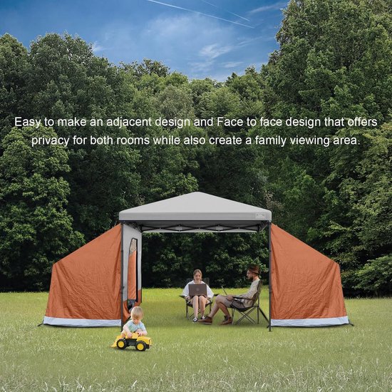 Camping Tent - Bijzettent Gazebo - Kamperen - Waterdicht Insectenwerend - 35 vierkante meter - Oranje
