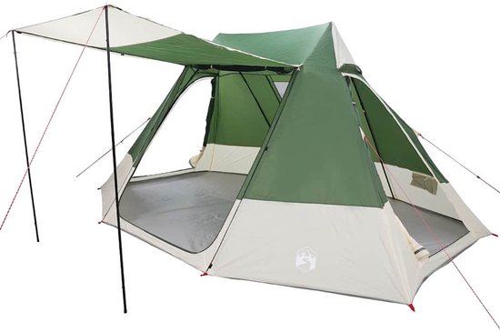 Camping Tent met dak met opslag Groen 482 x 360 x 227 cm taft van Merkloos