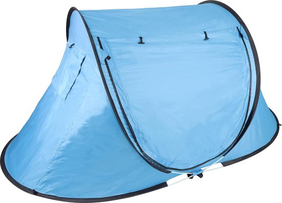 Camping Tent - Pop up Tent - 2 Persoons - Waterdicht - UV bescherming - Blauw - 245 x 145 x 95CM van House of Goods