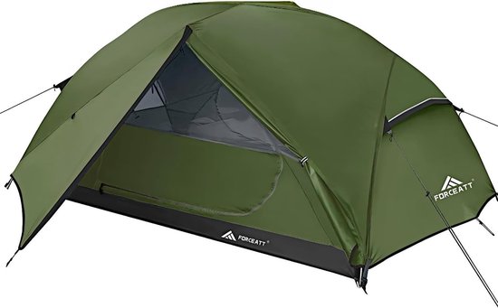 Camping tent voor 2-3 personen met dubbele laag, waterdicht en lichtgewicht, ideaal voor kamperen, wandelen en buitenactiviteiten, eenvoudig op te zetten, 3-4 seizoenen, met draagtas.
