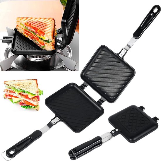 Camping toastie maker voor gasstel dubbelzijdig anti-aanbak van Merkloos