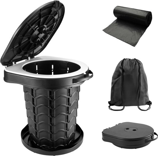 Camping Toilet - Draagvermogen 182kg - Chemisch Toilet - Opvouwbare Camping Toilet Met Deksel - Draagbaar Toilet - Inclusief Draagtas - Geschikt voor noodgebruik in auto, tent, slaapkamer, zwembad, feest, strand