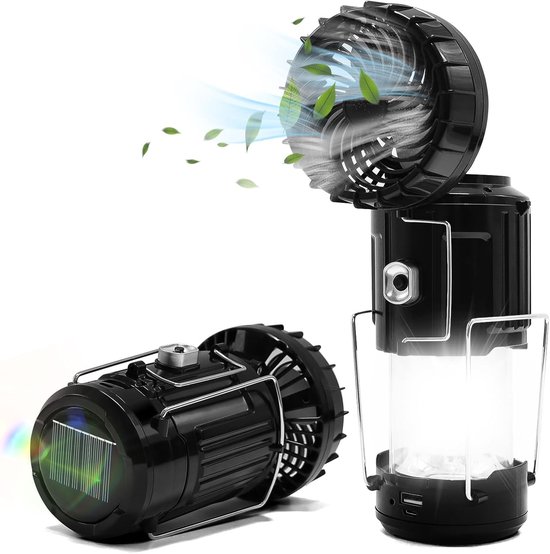 camping ventilator met licht LED camping lamp USB oplaadbare zonne-energie / batterij aangedreven lantaarn outdoor camping accessoires Gadgets