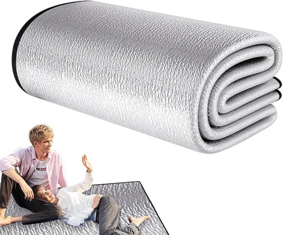 Camping vloermat - Outdoor deken - Kamperen en picknicken - Dubbelzijdige isolatie - 200 x 200 cm - Zilver