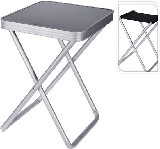 Camping Vouwtafel met Stoel en Voetsteun - Ultralicht Aluminium - 40 x 40 x 47 cm