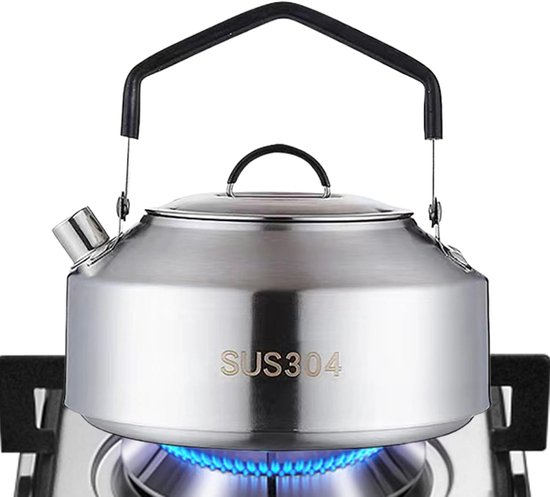 Camping Waterkoker - Roestvrijstalen Ketel - Koffie en Thee Zetten - Snelkook RVS - 1000 ml - Zilver
