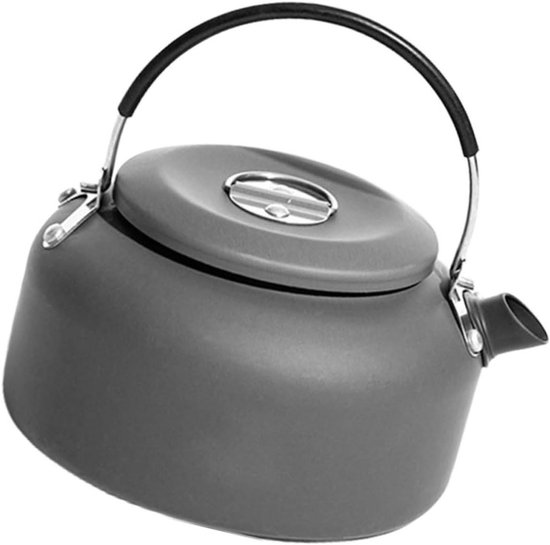Camping Waterkoker - Theepot Kookketel - Buiten Koken - Hittebestendig Handvat - 1.4 Liter - Grijs