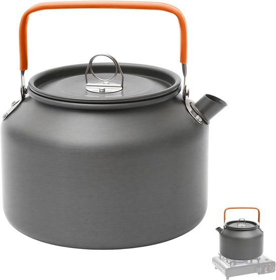 Camping Waterkoker - Zilver en Oranje - 1,8 l - Ultralichte Aluminium Theeketel - Voor 1-2 Personen