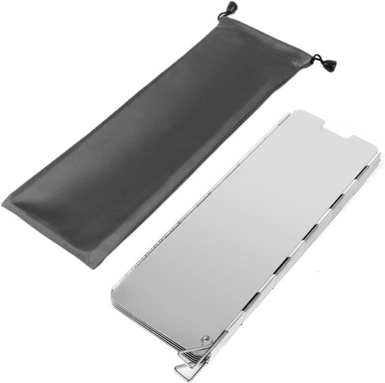 Camping Windscherm - Kookplaat Windvanger - Buiten Koken - Opvouwbaar Aluminium - 14 Platen - Grijs