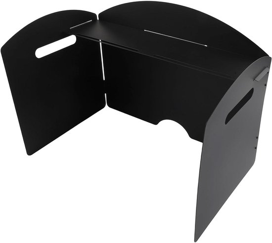 Camping Windscherm - Voorruit Gasfornuis - Outdoor Koken - Opvouwbaar Staal - 41x25x30cm - Zwart