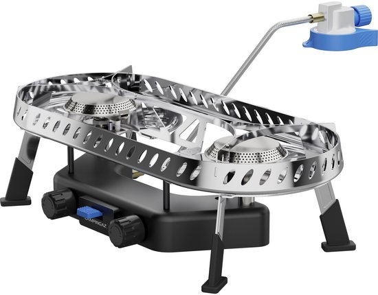 Campingaz Camp & Trek Twin Connect CV Kooktoestel – Stabiel 2x Ø15cm kookoppervlak – 2x 2000 Watt branders van Merkloos