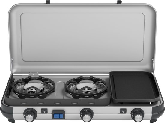 Campingaz Camping Kitchen 2 Multi-Cook campingkooktoestel - 3-delig kookoppervlak - elektronische ontsteking - zilvergrijs van Campingaz