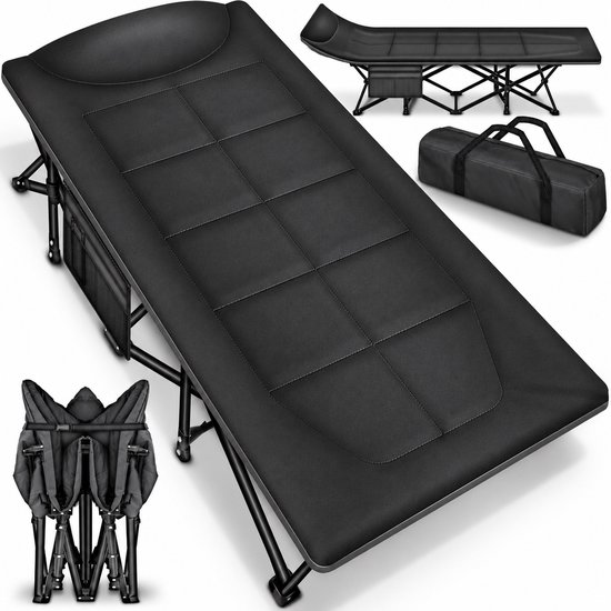 Campingbed 210 x 80 cm – Opvouwbaar Veldbed – Met Kussen – Draagtas – Tot 280 kg – Voor Camping & Reizen