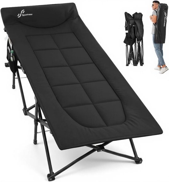 Campingbed Opvouwbaar - Inclusief Matras en Hoofdkussen - Direct Klaar voor Gebruik - Draagvermogen tot 204 kg - 200 x 79 cm