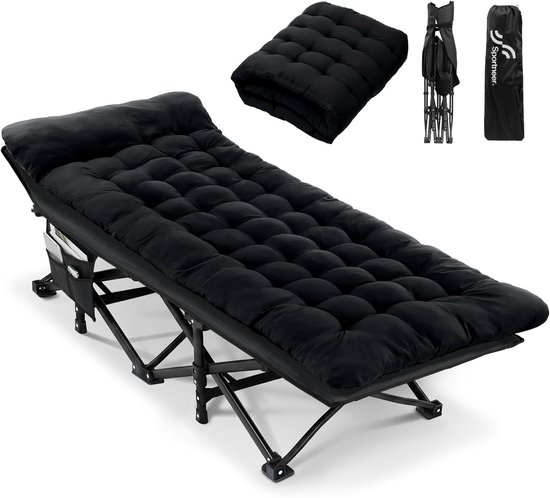 Campingbed Opvouwbaar met Matras - Extra Breed 75 cm - Draagvermogen 204 kg - Waterdicht Oxford Stof - 188 x 71 cm