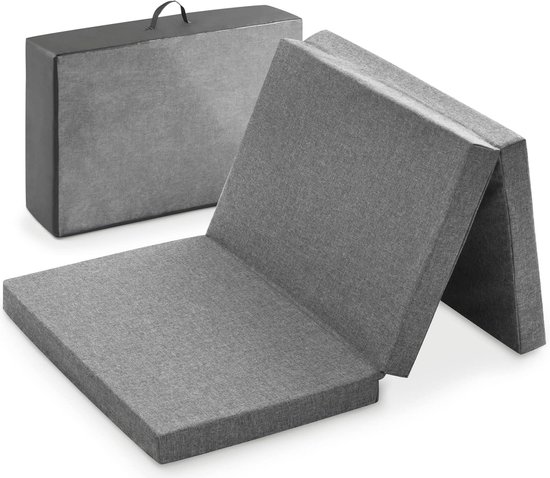 campingbedmatras Sleeper / 60 x 120 cm / Hoogte 6 cm / Vouwmatras voor baby- en kinderbed / Compact inklapbaar / Met draagzak / Grijs gemêleerd van Camp