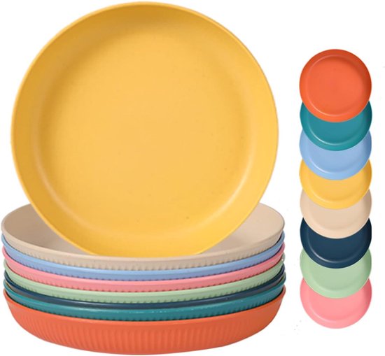 Campingborden - Onbreekbare Diepe Borden Set - 8 Stuks - Magnetron en Vaatwasser Bestendig - Voor Picknick Feest en Thuisgebruik - Kleur