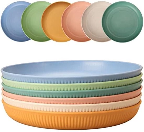 Campingbordenset - 6 stuks - Onbreekbaar - Kunststof - 22,5 cm