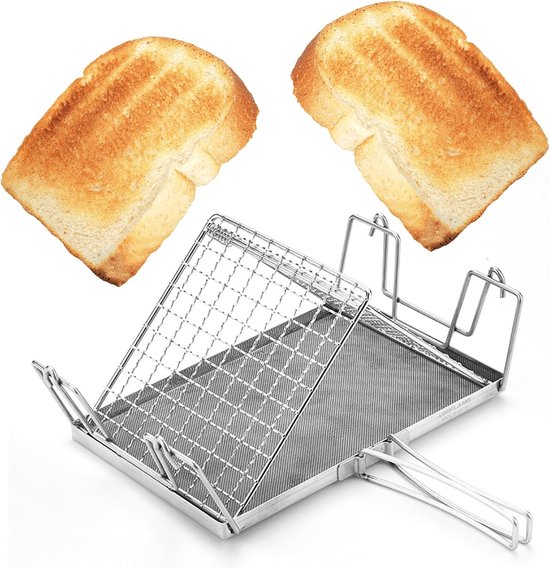 Campingbroodrooster voor gaskoker - opvouwbare campingbroodrooster - geschikt voor solo camping - picknicks en vissen - draagbaar en lichtgewicht van Merkloos
