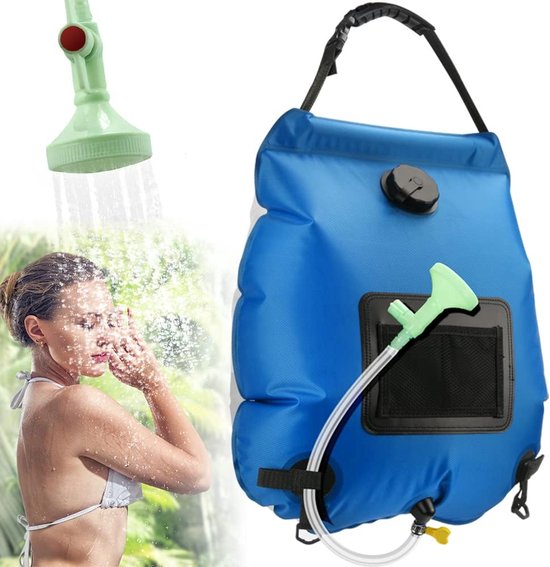 Campingdouche Zonnedouche 20 L Douchezak Solar verwarming Camping Douche tas met douchekop & on-off-schakelbaar, tuindouche zwembaddouche warm water douche, outdoor camping wandelen waterzak van Travelsafe