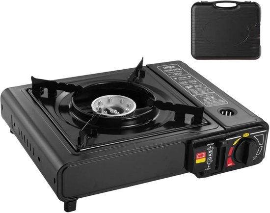Campingfornuis - Compact gasstel - Outdoor koken - Automatische ontsteking - 37x29x11 cm - Zwart