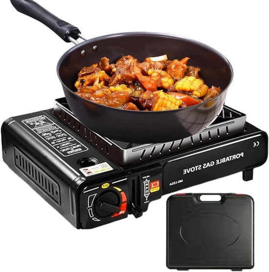 Campingfornuis Draagbaar - Buiten kooktoestel - Outdoor Koken - Dubbele Ontsteking - 34 centimeter - Zwart