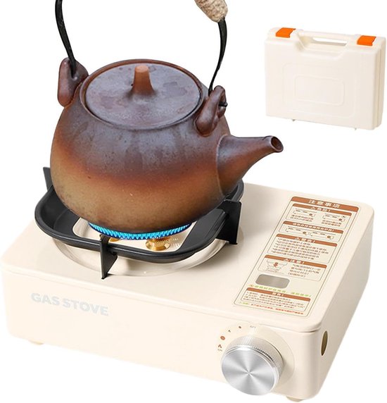 Campingfornuis - Draagbaar kooktoestel - Koken in de natuur - Automatische drukbeveiliging - 345 x 297 x 159 cm - Wit