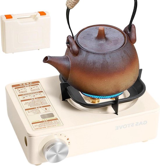 Campingfornuis - Draagbaar kooktoestel - Outdoor koken - Automatische ontsteking - 6000 W - Wit